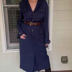 Vintage 1990s Navy Blue Military Inspired Utility Dress